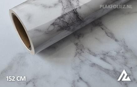 FunStick Meubelfolie Marmer Wit/Goud - Zelfklevende Folie 60cm X 5m - Waterdicht En Verwijderbaar